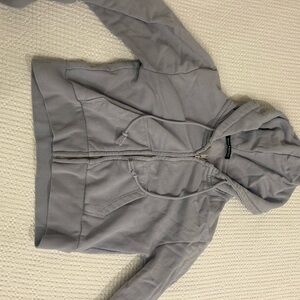 Brandy Melville Blue Gray Cropped Zip Up